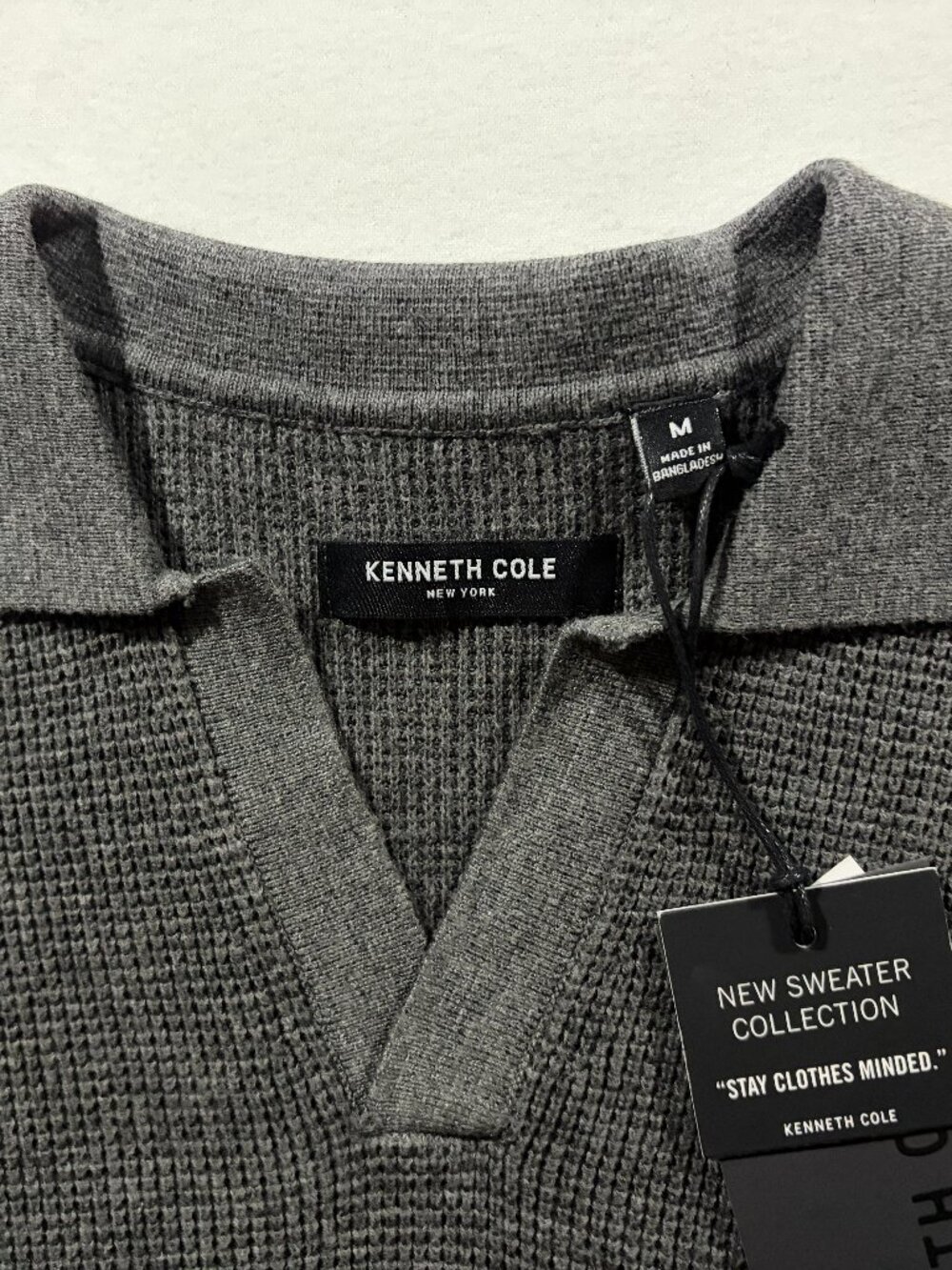Kenneth Cole Short Sleeve Sweater Charcoal Heather Cotton Blend sz M NWT